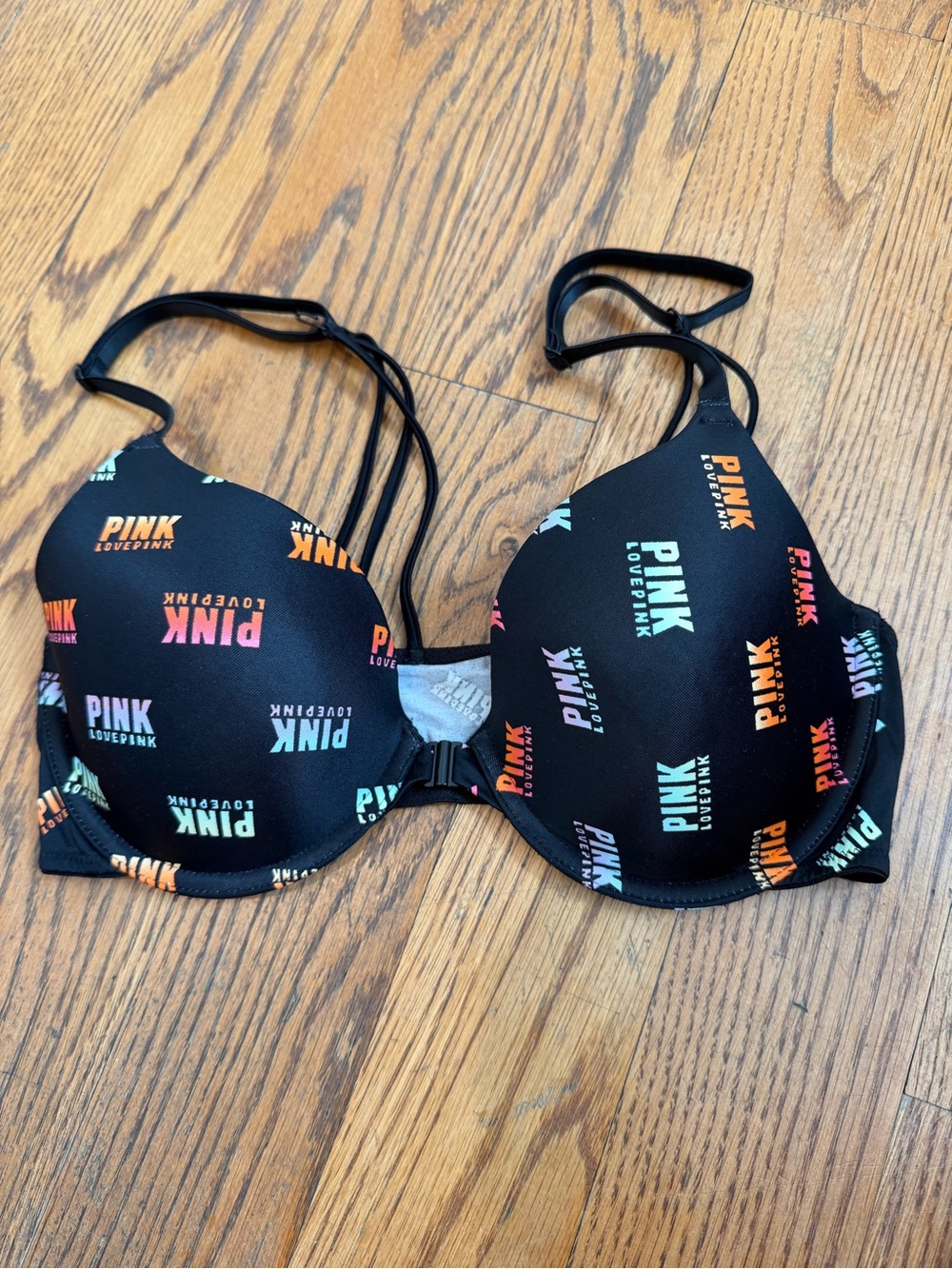 PINK Victoria's Secret Black Logo Print T-Shirt Bra